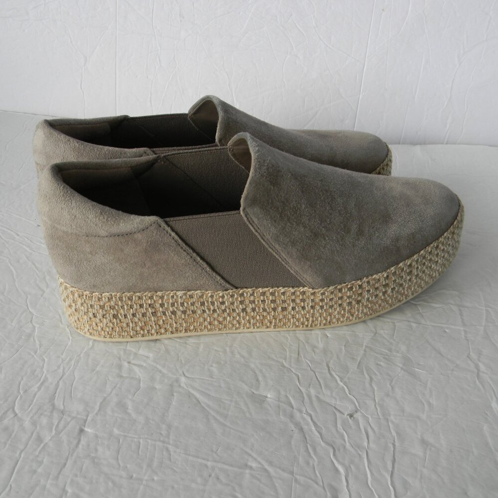 Vince GRAY Wilden Suede Espadrille Platform Slip-On Shoes Size 7  Comfort